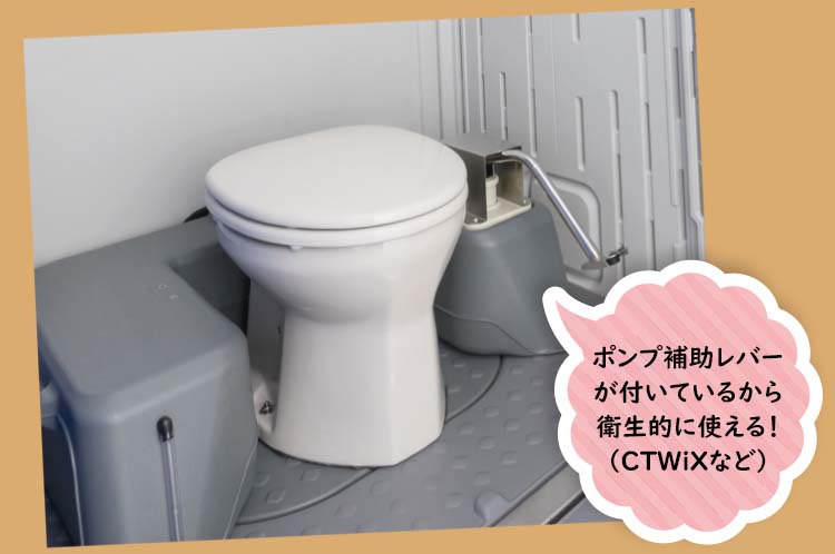 ポンプ補助レバーが付いているから衛生的に使える（CTWiXなど）